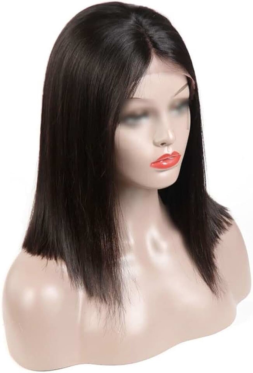 Pruik Haarvervangende pruiken pruiken 13 × 6 × 1 voorkant Europese en Amerikaanse pruik Bobo Wigs Lace Wig Head Cover Real Hair 150 Dichtheid Menselijk Haar Pruik(Size:20INCH)