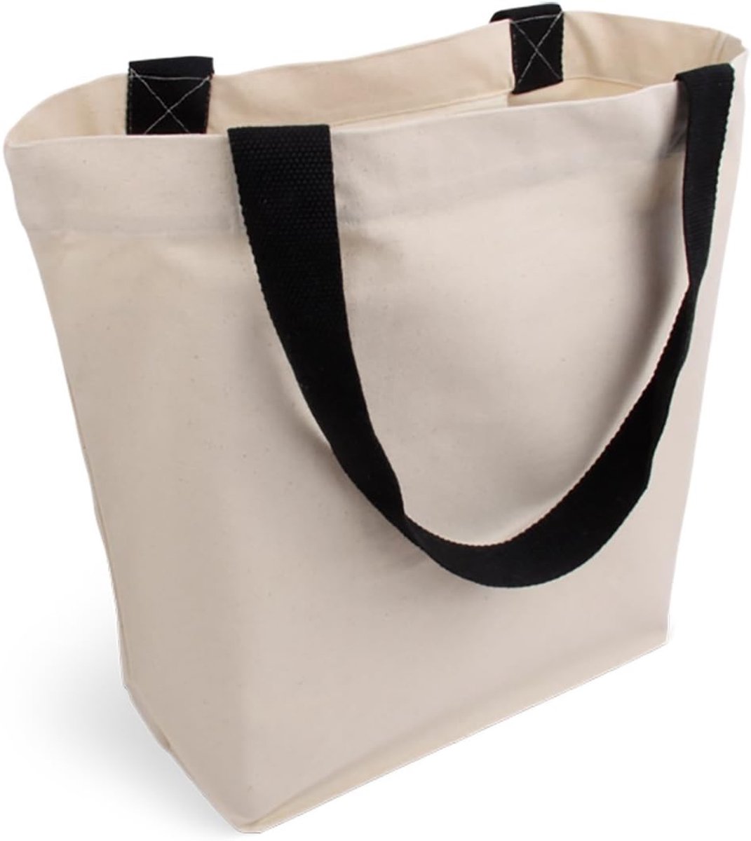 Stijlvolle ruime draagtas met binnenzak en ritssluiting, katoenen tas, stoffen tas, shopper, handtas met grote bodem, Öko-Tex 100 standaard gecertificeerd