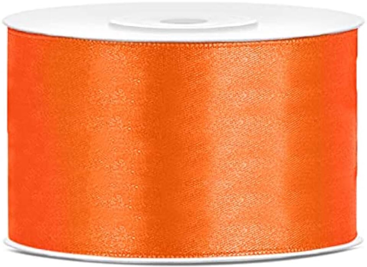 Polyester Strik En Geschenkverpakking 6/12/25/38/50/100mm x 25m (Maat 50mm x 25m - Kleur Oranje)