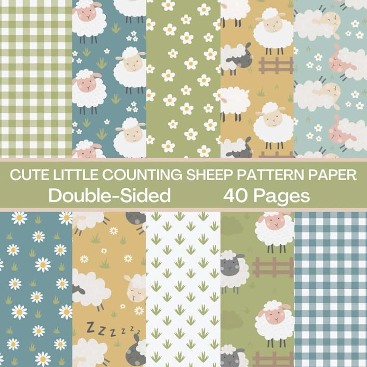 Sheep Scrapbook Paper 40 Pages 20 Sheets: Double Sided Pattern Paper for Scrapbooking, Card Making, Origami, DIY and More