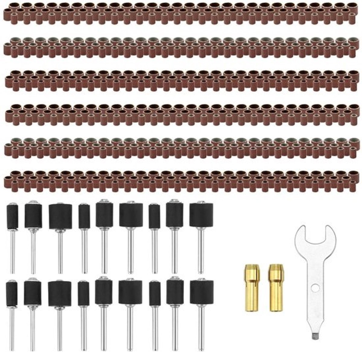 Allecta Schuurhulzenset voor elektrisch gereedschap - Schuurpapier Korrel 80-600 - 1/2", 3/8" en 1/4" - Doe-het-zelf-klussen