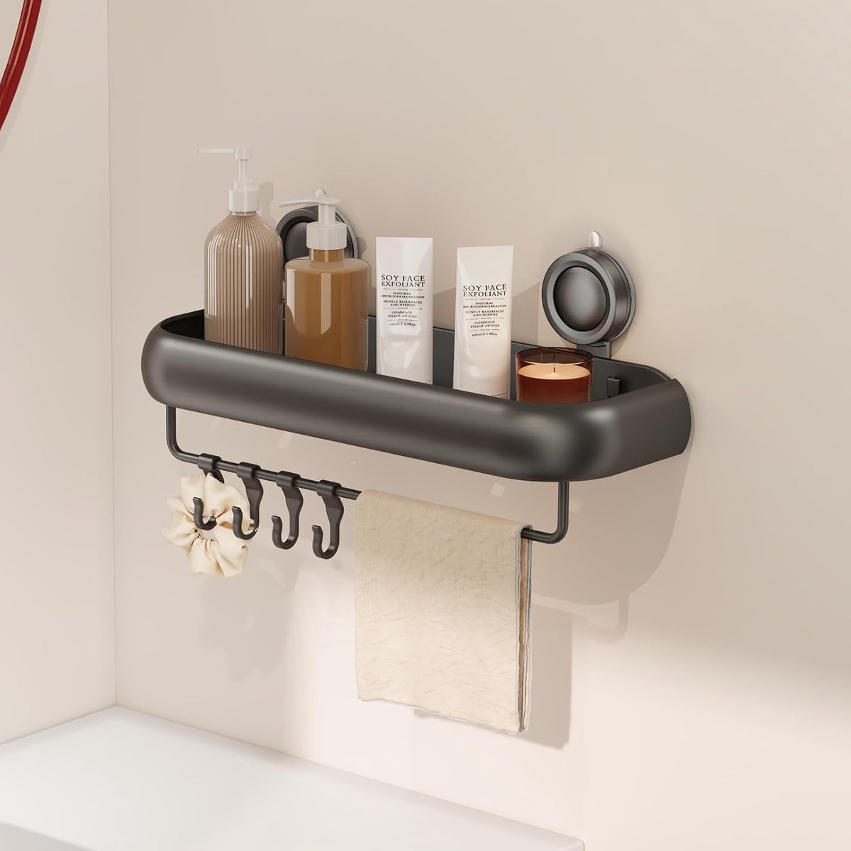 Badkamer Rek Zuigschotel Shower Shelf Bathroom Organizer Doucherek Doucherek Zonder Boren Kitchen Organizer Badkamer Accessoires Opbergen En Organiseren Shower Caddy Mat (1 Stuk, Grijs)