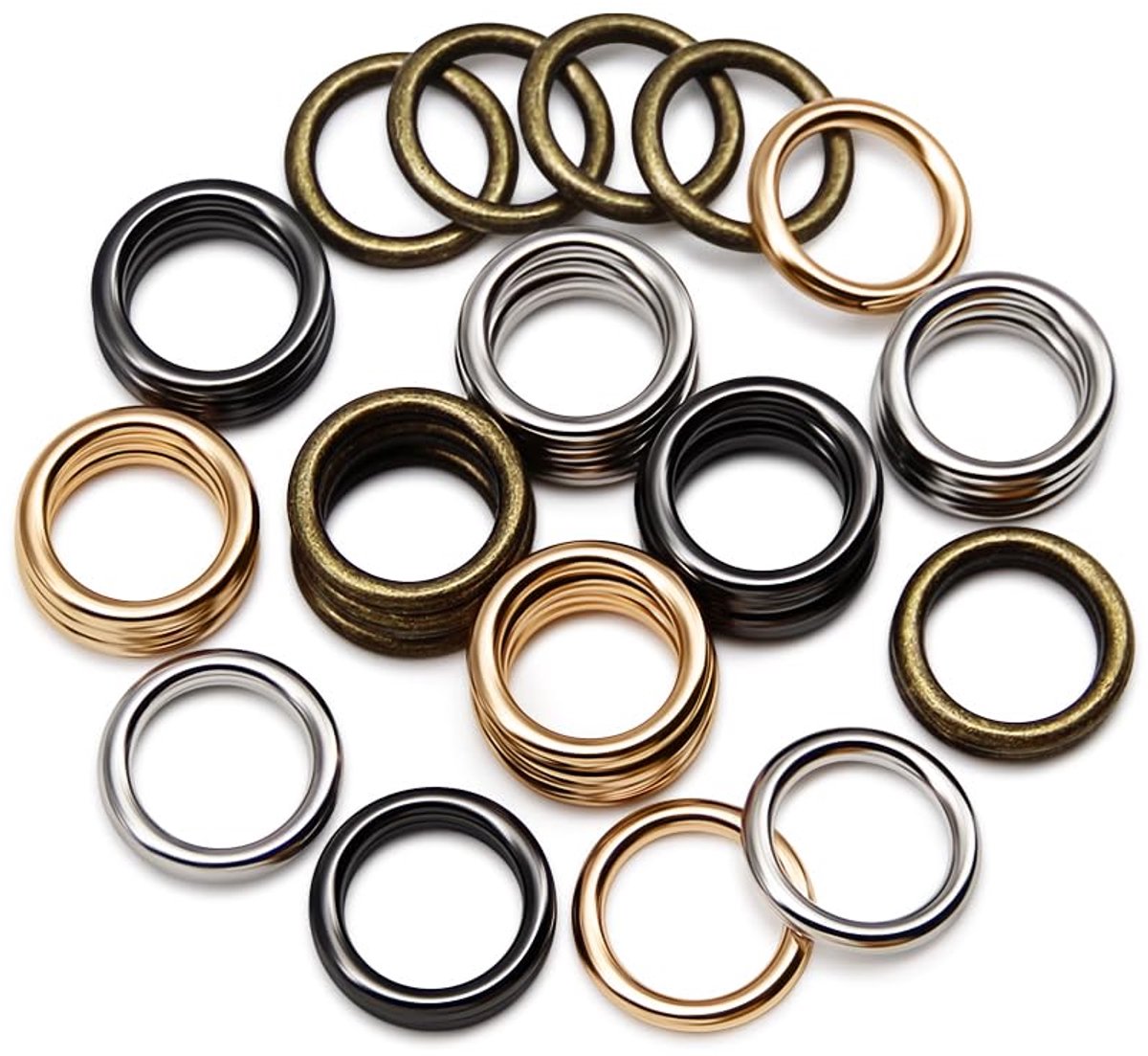 Ring robuuste O-ring veelzijdig voor doe-het-zelf accessoires, riemen en lijnen voor honden, knutselaccessoires, 12 mm, kleurenmix x 10