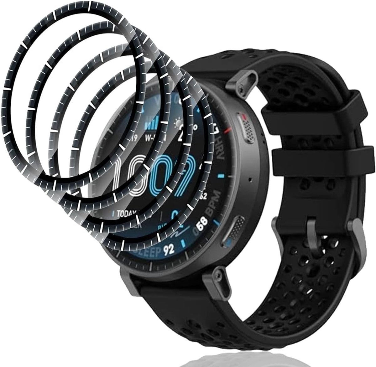 4 stuks displaybeschermfolie voor Amazfit Active Max, geen gehard glas, 3D volledige afdekking, krasbestendig, luchtbelvrij, HD transparante displaybeschermfolie voor Amazfit Active Max