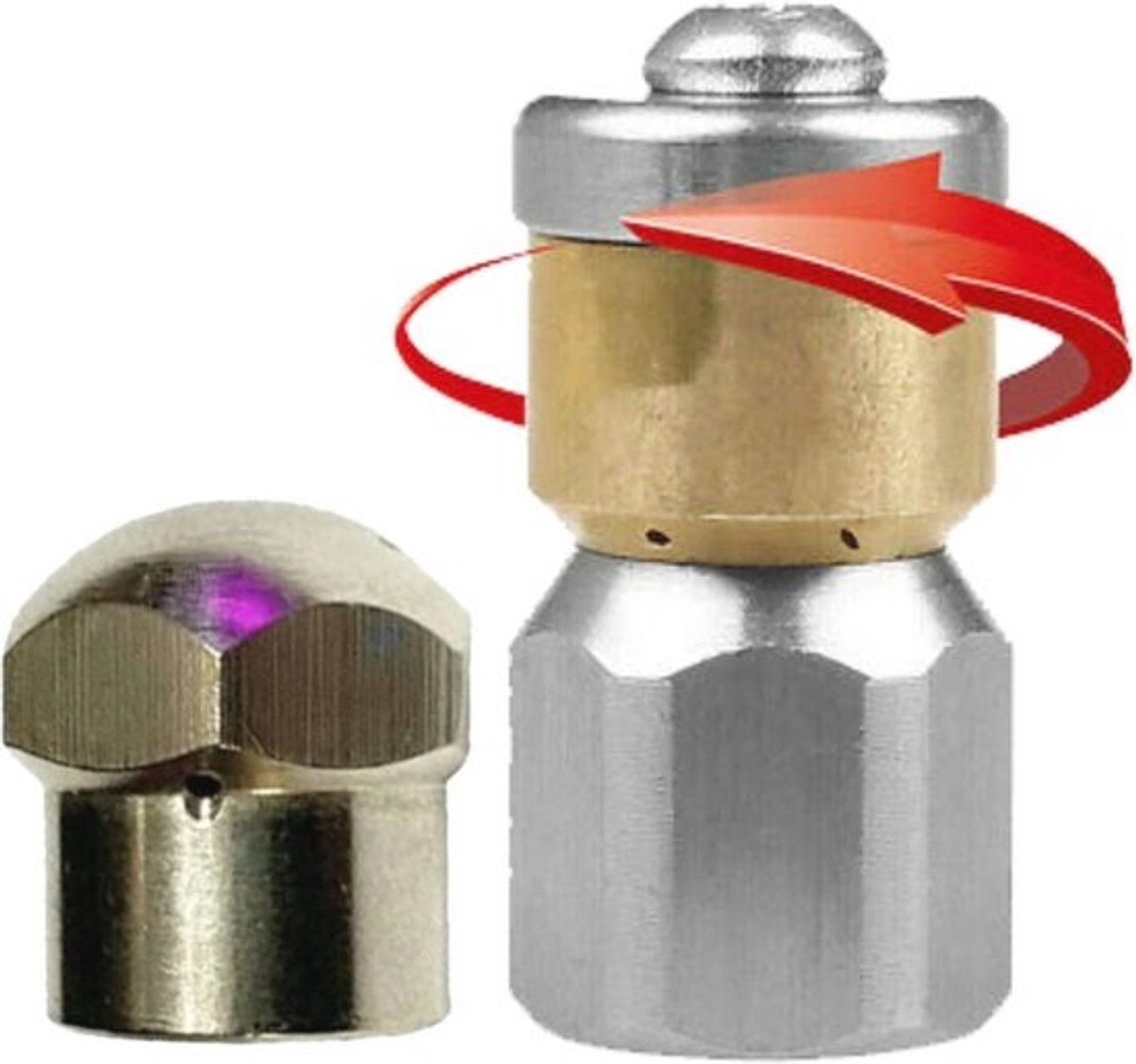 Buisreinigingssproeiers Set - Verstoppingsreiniger - Rioolontstopping - Roterende Spraykop - 1/4 - 1/8 Inch - Metaal