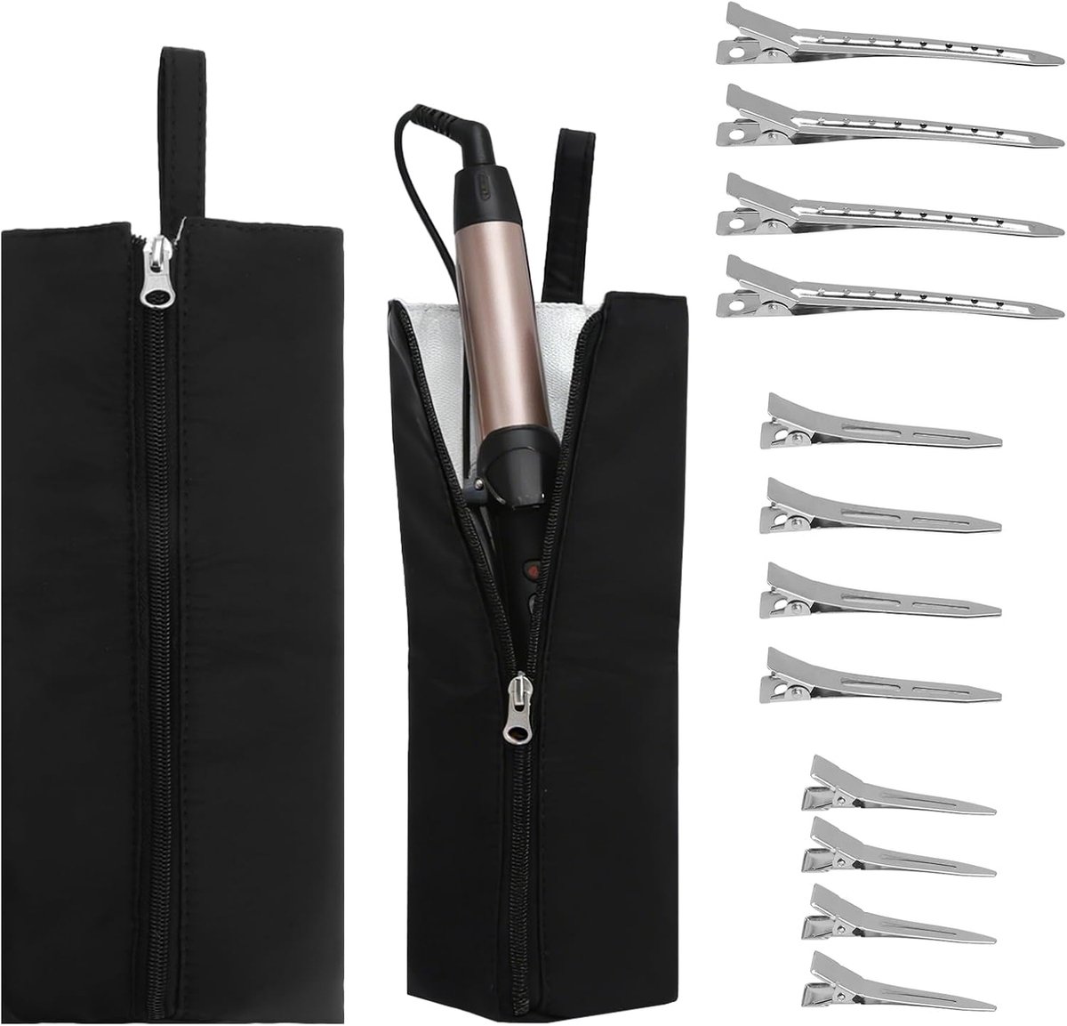 Iron Holder & Mat, 2-in-1 Heat Protection Mat for Straighteners, Portable Organizer Bag, Storage Bag for Hair Tools, Suitable for Styling Tools Such as Curling Irons and Straighteners