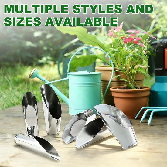 1-Set Bonsai Bodem Scoop, Roestvrij Staal Tuingrond Schep Emmer Schop en Grondzeef voor Verplanting/Bloem Planten/Plant Succulent, Klein Tuingereedschap [Zilverkleur] — afbeelding 3