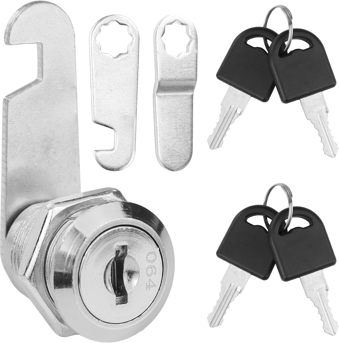 20 mm metalen afvalcontainerslot, slot voor kluis, wordt geleverd met 4 sleutels en 2 verschillende slotplaten, voor archiefkasten, kasten, gereedschapskisten