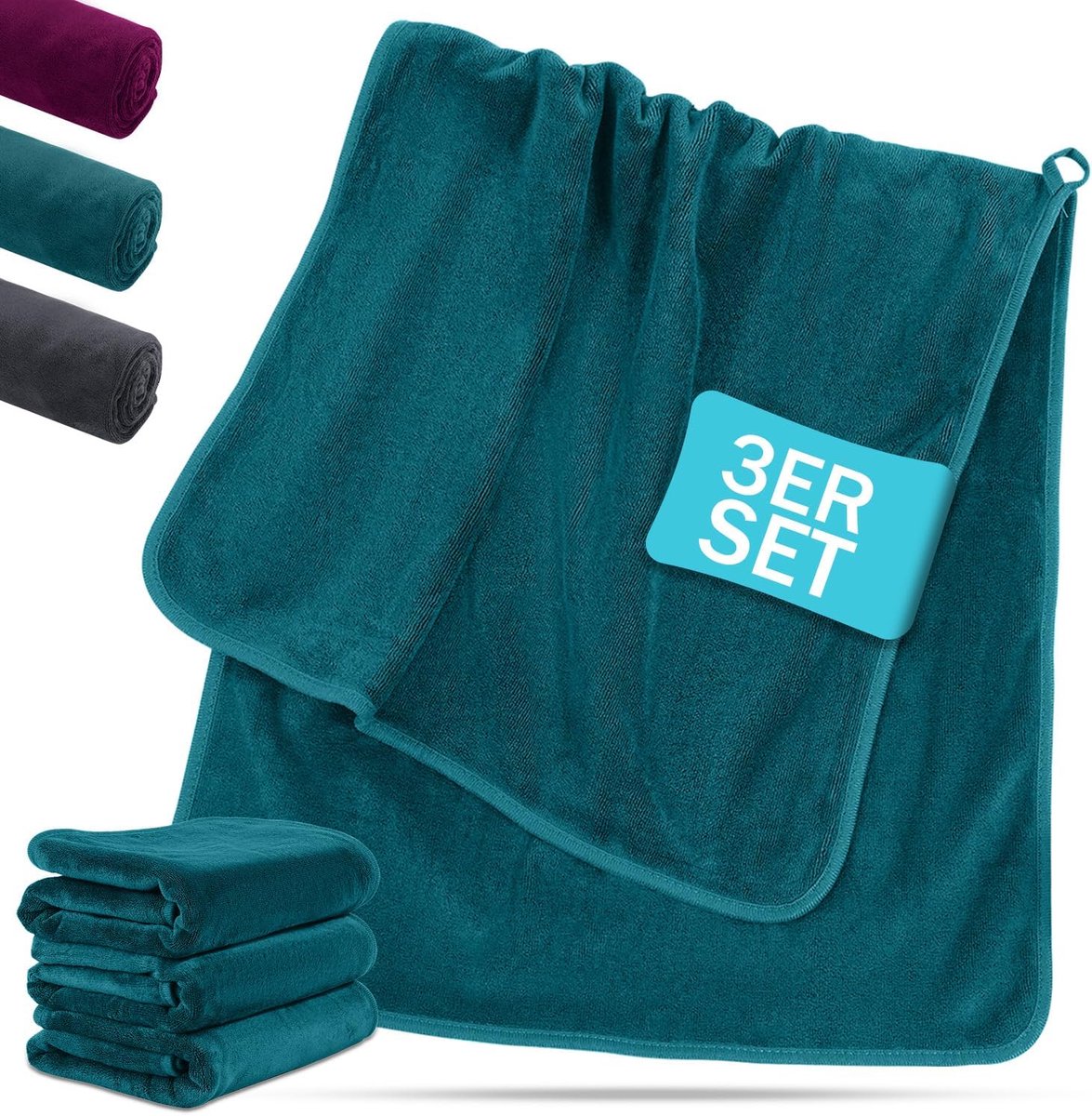 Set van 3 fitnesshanddoeken, 40 x 80 cm, microvezel handdoek, trainingshanddoek, super zacht en absorberend, reishanddoek voor sport, yoga, reizen en outdoor, fitnessstudio, accessoires