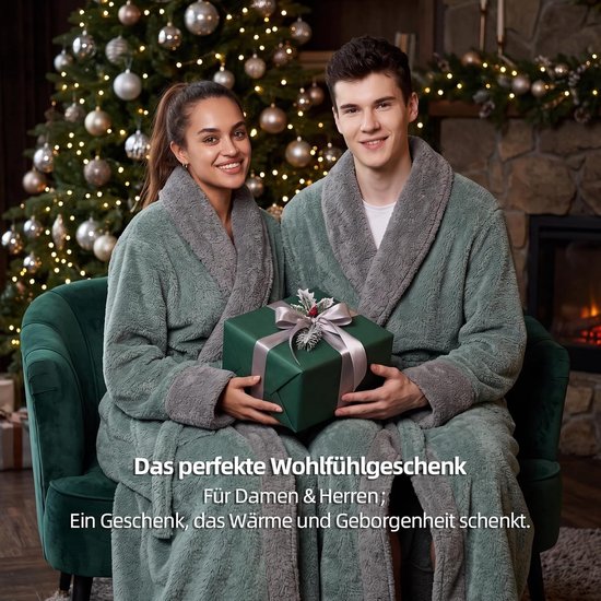 Badjassen Mannen en vrouwen Universeel Zacht flanel materiaal Extra grote zak ontwerp Een maat Als cadeau voor een vriendin Moeder Vriend (Mist Blue) — afbeelding 2