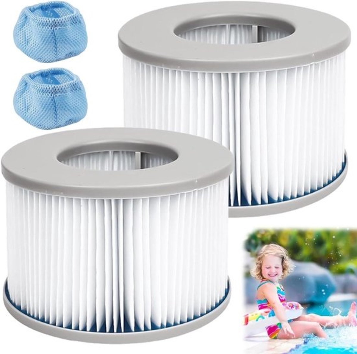Filterpatroon Waterfilter met Beschermhoezen - 2 Stuks - Accessoires voor Opblaasbare Zwembaden