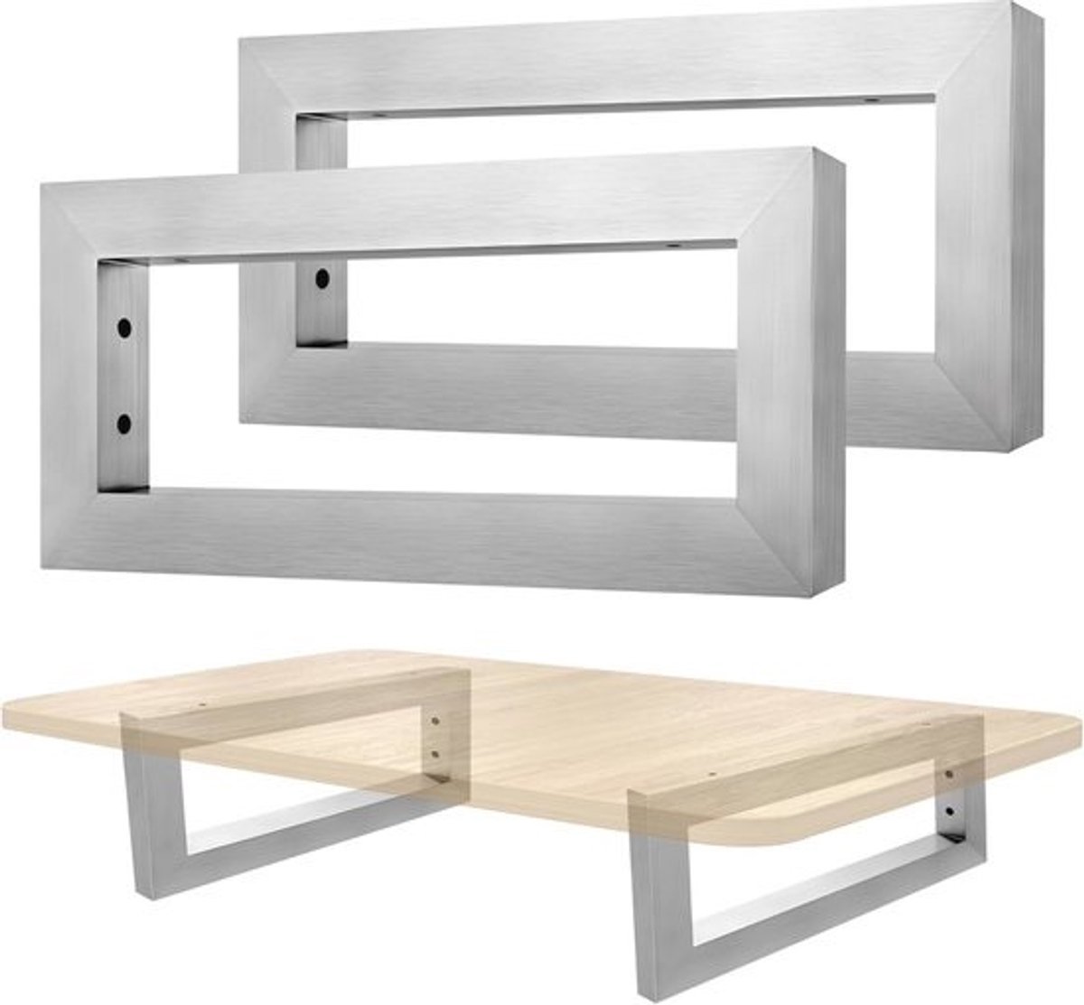 Wandconsole voor wastafel en planken - 35 x 15 cm, roestvrij staal, 2 stuks