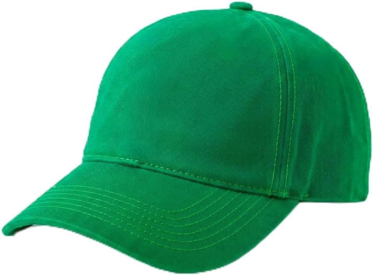 Pet voor heren en dames, 100% katoen, pet met vizier, baseball, verstelbaar, zomer, sport, 5 panelen (groen)