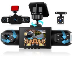 4-kanaals dashcam auto 360 graden - met 4 camera's 1080p voor en achter links, rechts, 2 inch 1080p dashcamera - Inclusief 32GB geheugenkaart