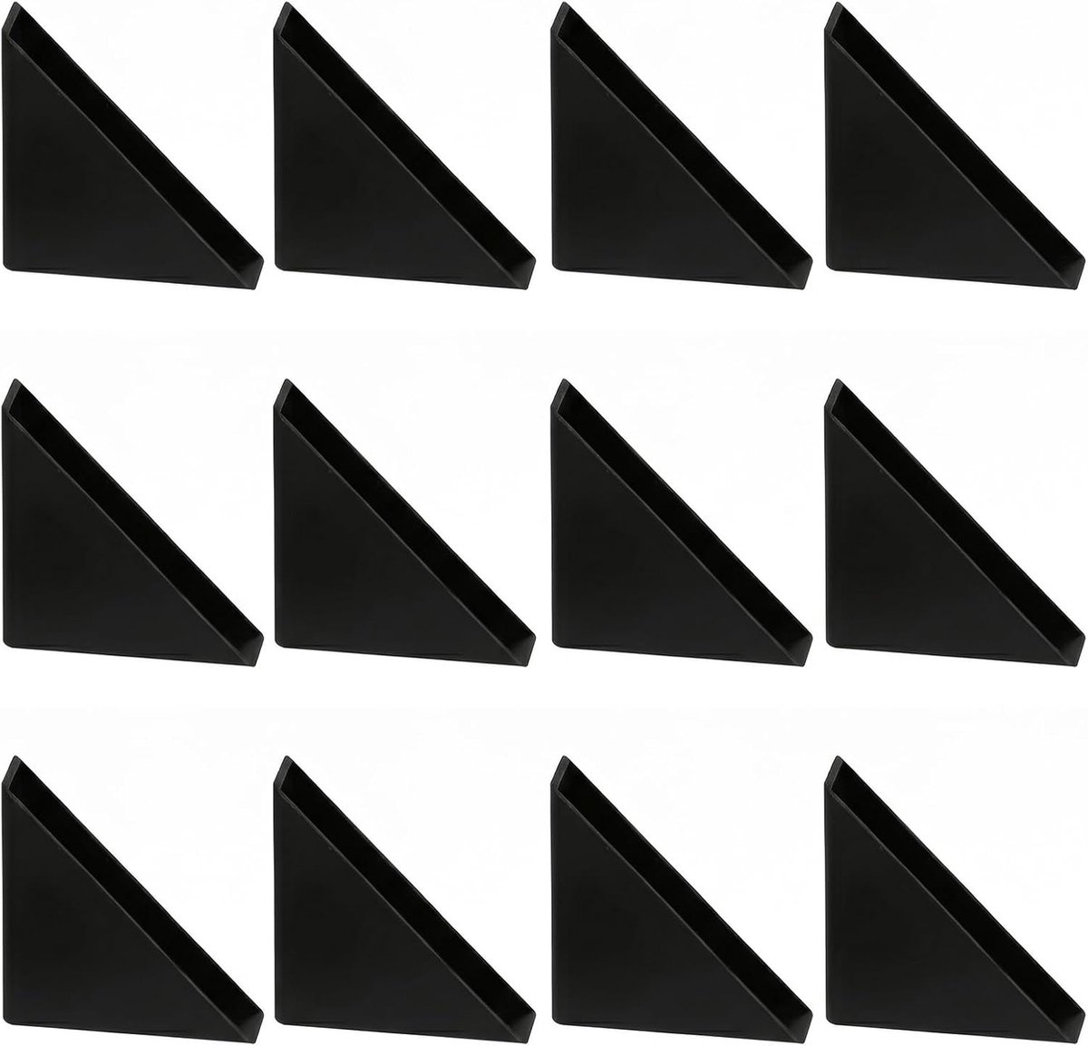 Zwart, 50 x 50 x 10 mm, voor glas en spiegels, randbescherming, glazen tafel en tegels, robuuste randbescherming voor transport en huishouden, 12 stuks
