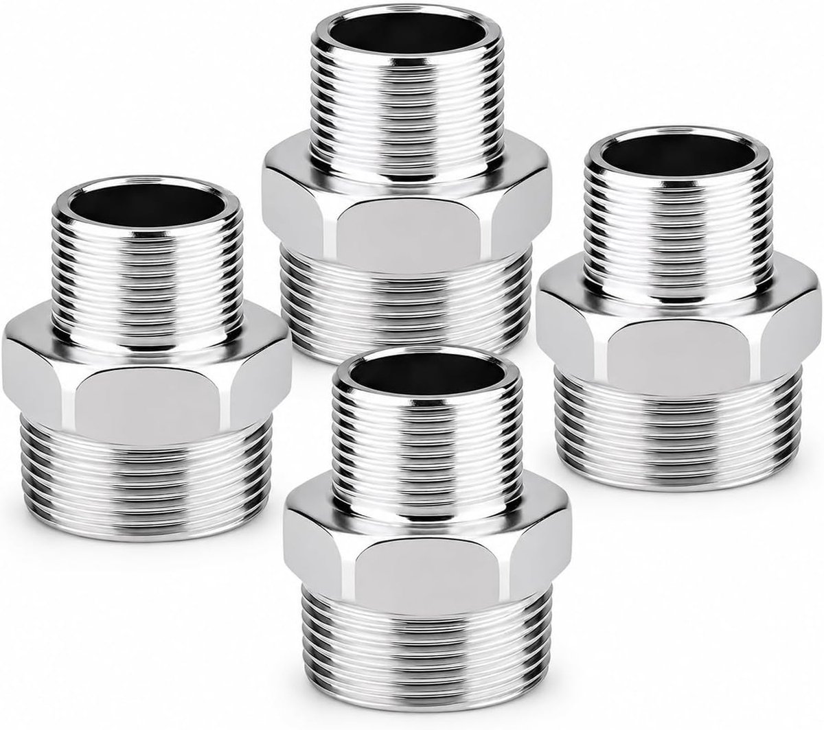 Nippels 1/2 inch, roestvrij staal 3/4 dubbele nippel, 1/2 inch doucheslangadapter, voor drinkwatersystemen, sanitair en doe-het-zelfprojecten, waterslang