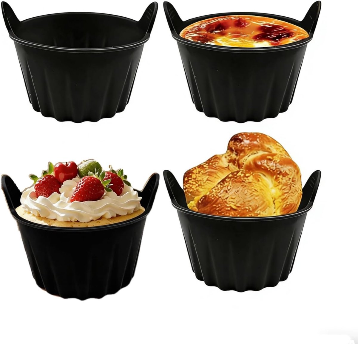 Vorm heteluchtfriteuse, 4 verpakkingen eivormen cakevorm voor heteluchtfriteuse, siliconen muffinvormpjes, airfryer, muffinvorm, siliconen airfryer, siliconen ovenschotel voor luchtfriteuse