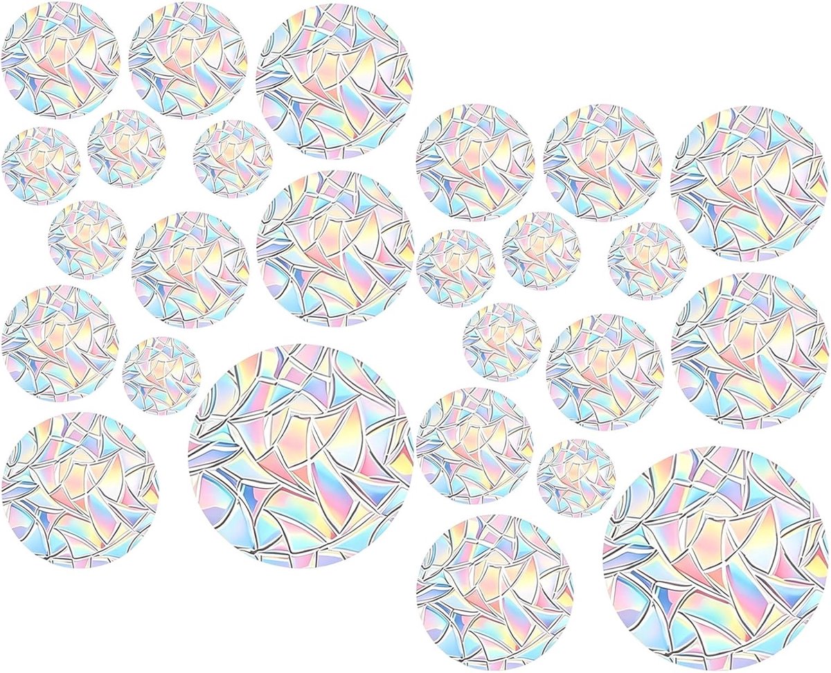 Raamstickers, elektrostatische adsorptie, ronde zonvanger stickers, vogel, regenboog, anti-botsing, raamstickers voor glazen ruiten deurramen slaapkamer eetkamer