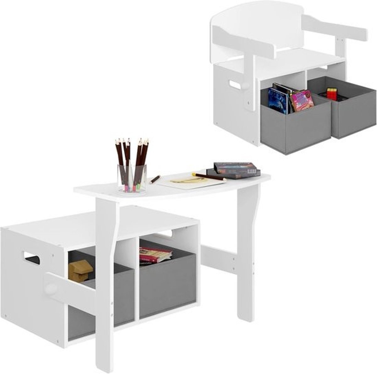 Kindertafel en Kinderbank met Opbergruimte – 2-in-1 Kindermeubel voor de Kindkamer