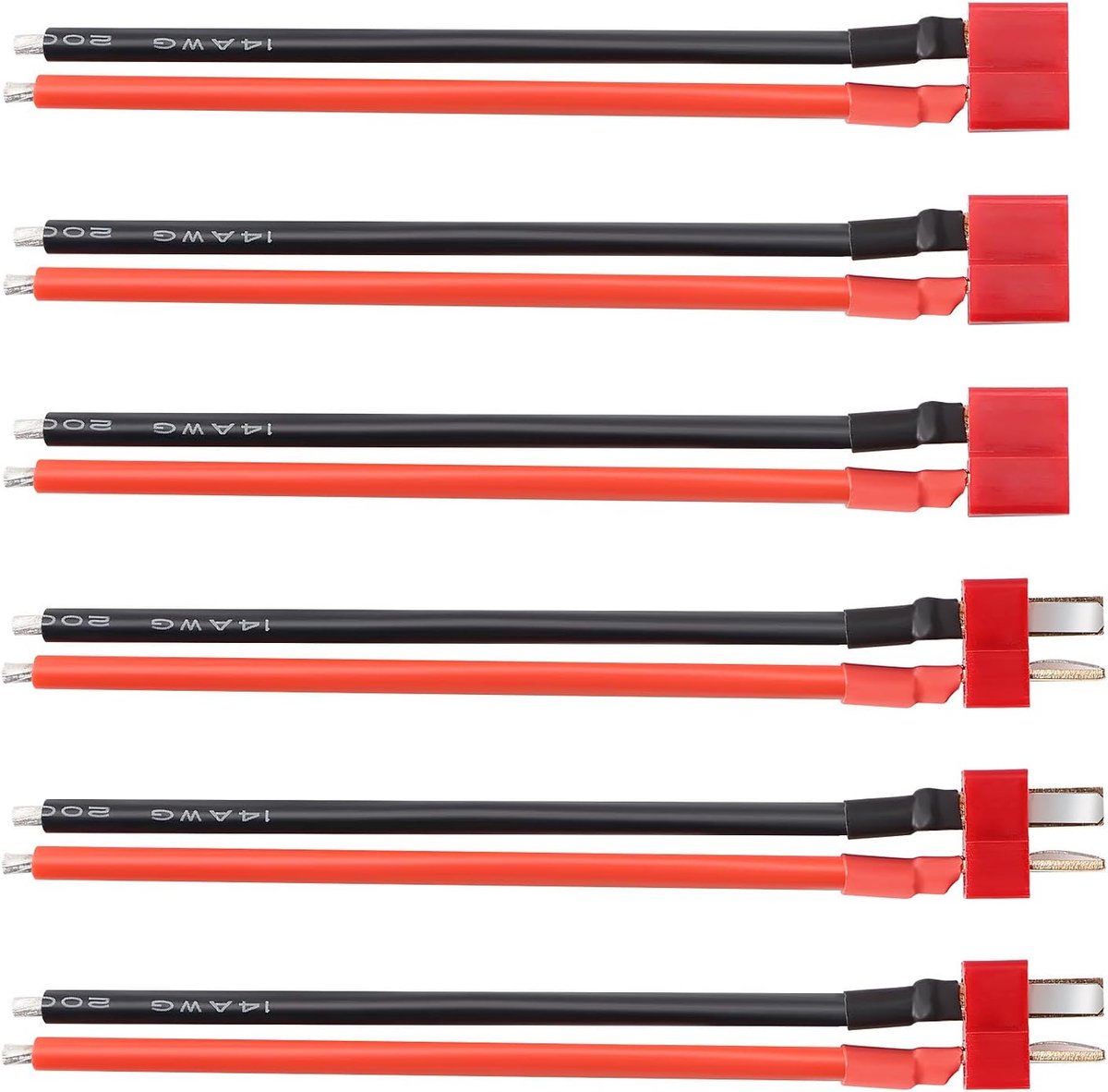 3 Paar T-Plug Connectoren, Deans T Mannelijke en Vrouwelijke Plugconnectorenadapter met 100mm 14 AWG Siliconendraad, voor RC Lipo-Batterij