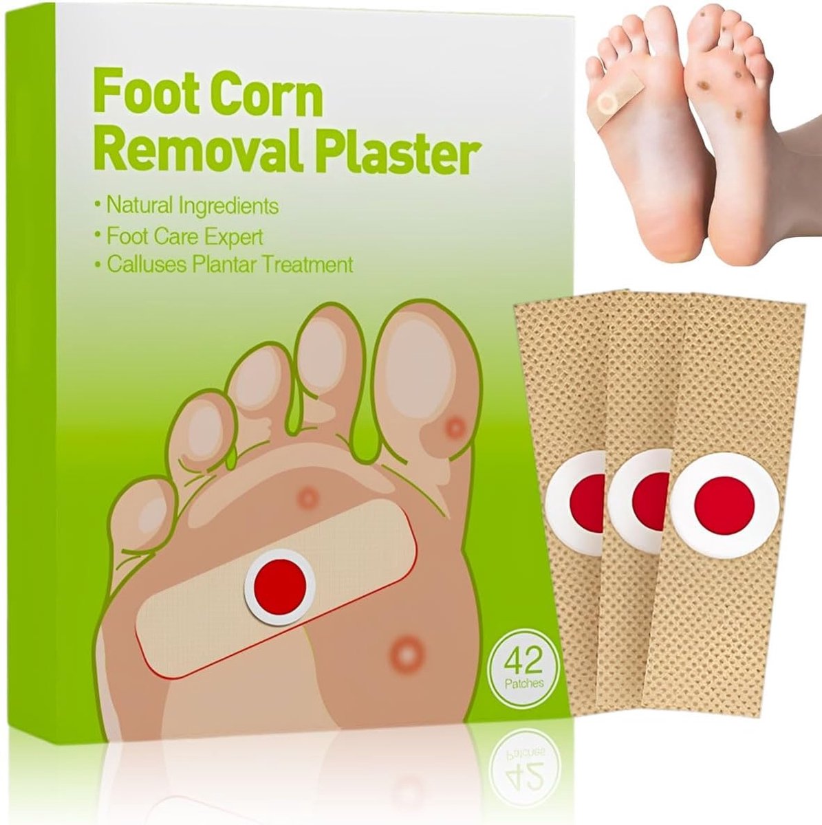 Plasters voor het verwijderen van eelt en wratten, 42 stuks, eeltverwijderaar voor voetverzorging en voetverzorging, verwijderen van eelt en wratten, voeten