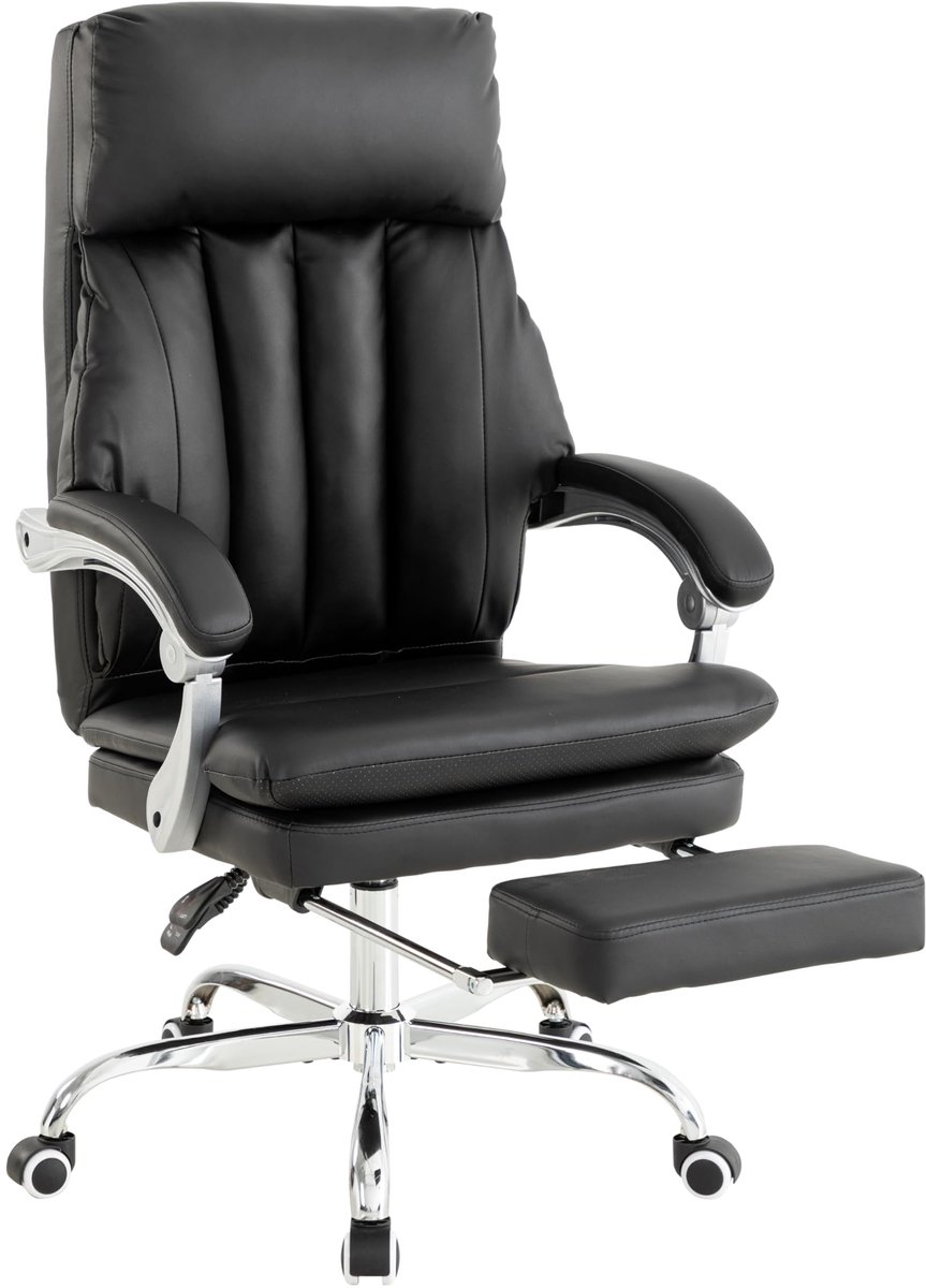 UEV ergonomische bureaustoelen met voetsteun, draaistoelen en bureau- en stoelsets, kantelbaar, in hoogte verstelbaar, ademende stof, geschikt voor de studeerkamer en de slaapkamer, zwart