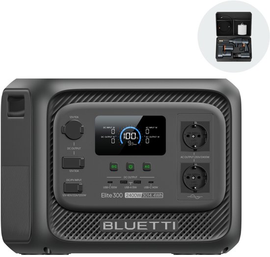 BLUETTI Elite 300 - 3014,4 Wh - 2400 W - Draagbare Powerstation - Draagbare Accu - voor thuis, kamperen en camper als back-up - 99% VERLENGING.