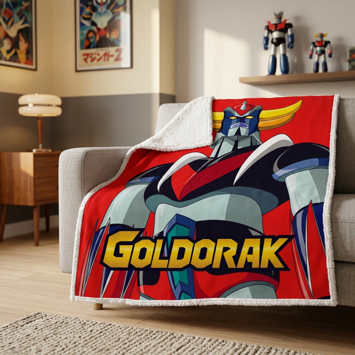 Goldorak Fleece deken Rood - 130 x 170 cm - Sherpa - pre order