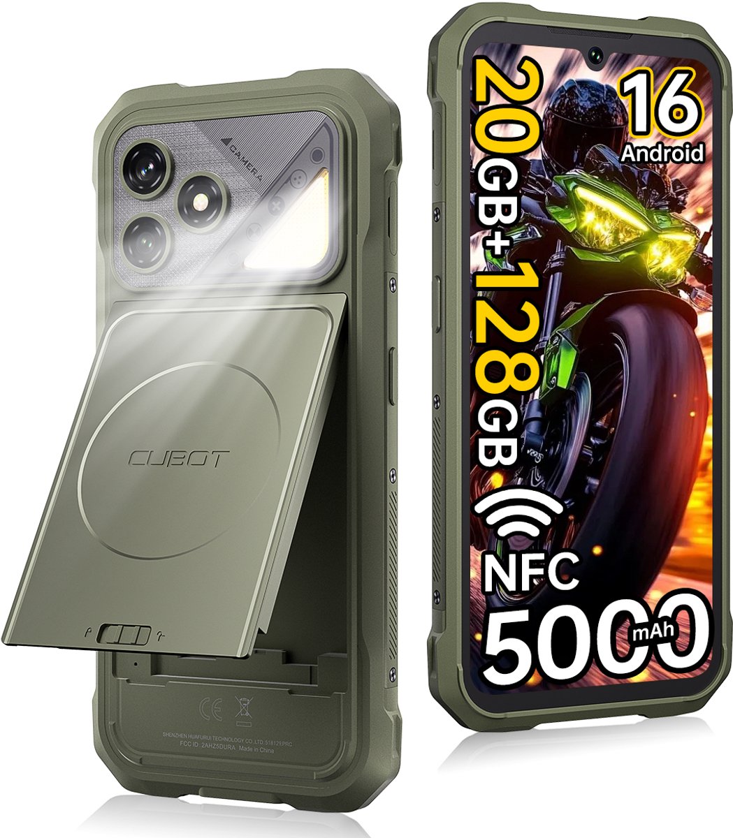 CUBOT Kingkong Dura - Robuuste Smartphone met Verwisselbare Batterij - 2 Stuks Inbegrepen - 6,88" 120 Hz - 20GB RAM - 128GB ROM - 5000mAh - IP68/IP69K - Android 16 - NFC - GPS - Groen