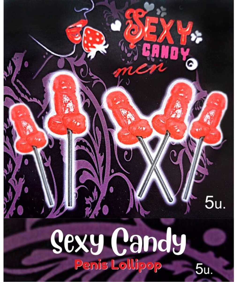Lolly's in Penisvorm met Kersensmaak Set van 5