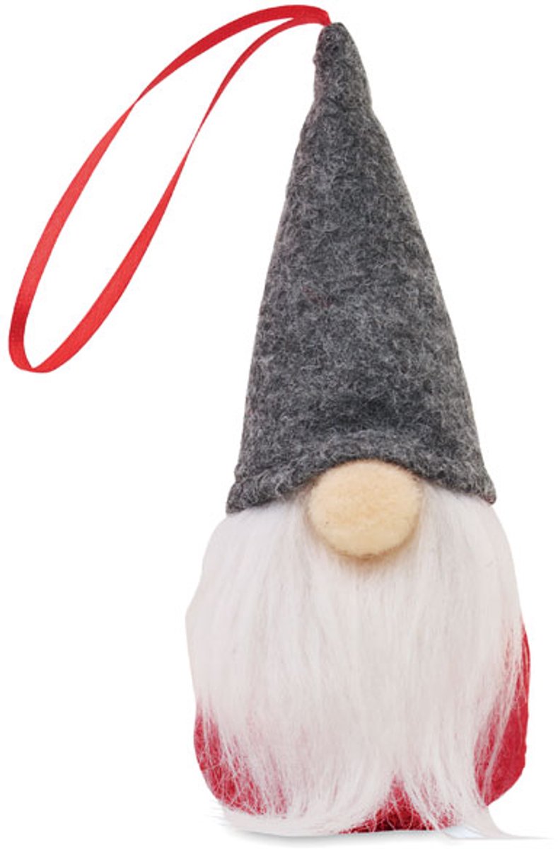 10 Vilten kabouter kerstboomhanger met polyester baard en katoenen vulling