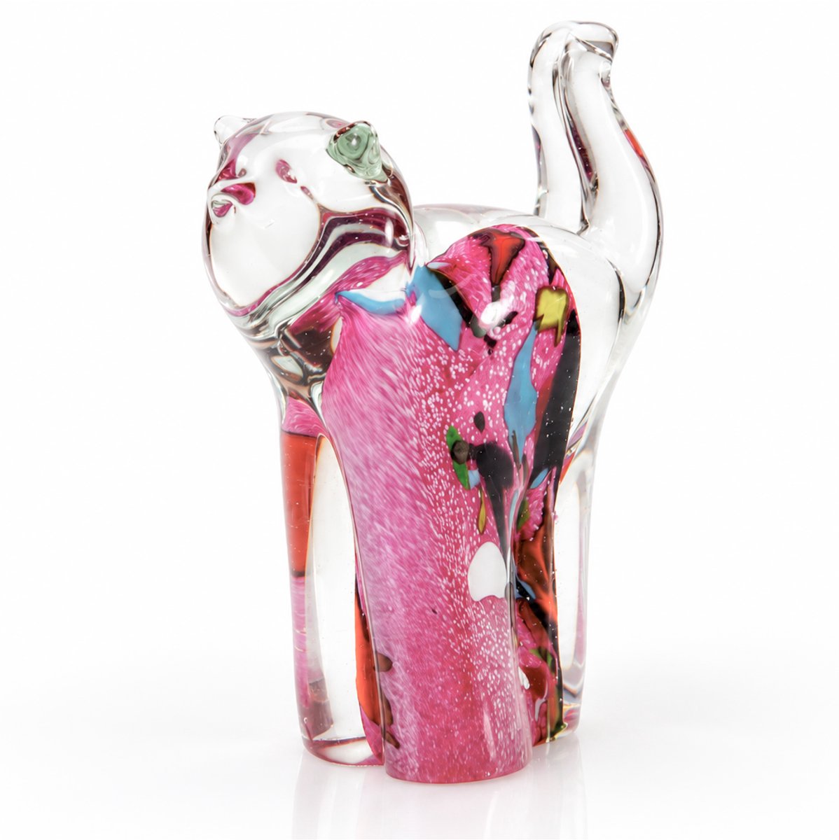 Beeldje Kat - Beeldjes Decoratie - Roze & Kleur - Glazen Beeldjes
