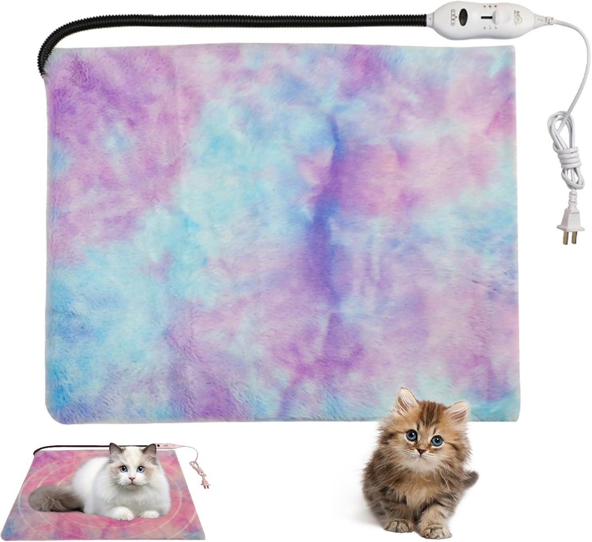 HisKes Verwarmingsmat voor huisdieren - 30x40 cm - Geschikt voor honden en katten - Elektrisch warmtekussen - Warmtemat voor puppy's - Winterverwarming - Snoer bestand tegen kauwen - Temperatuurregeling met 2 standen