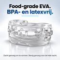 Transparante snurkbeugel van food-grade EVA, BPA- en latexvrij.