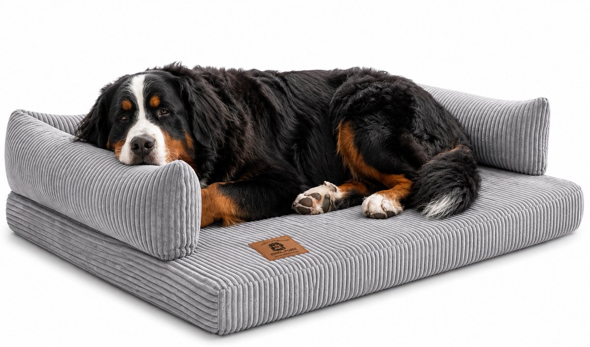 ODOLSTORE – Hondenbed 120x80 cm – Waterafstotend – Met opstaande randen – Grijs