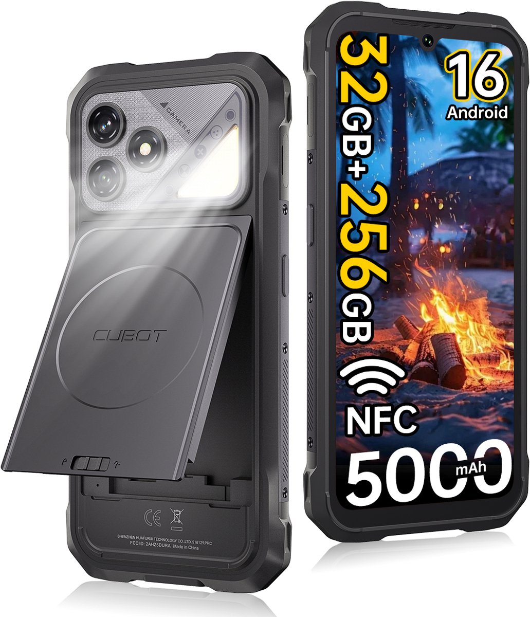 CUBOT Kingkong Dura - Robuuste Smartphone met Verwisselbare Batterij - 2 Stuks Inbegrepen - 6,88" 120 Hz - 32GB RAM - 256GB ROM - 5000mAh - IP68/IP69K - Android 16 - NFC - GPS - Zwart