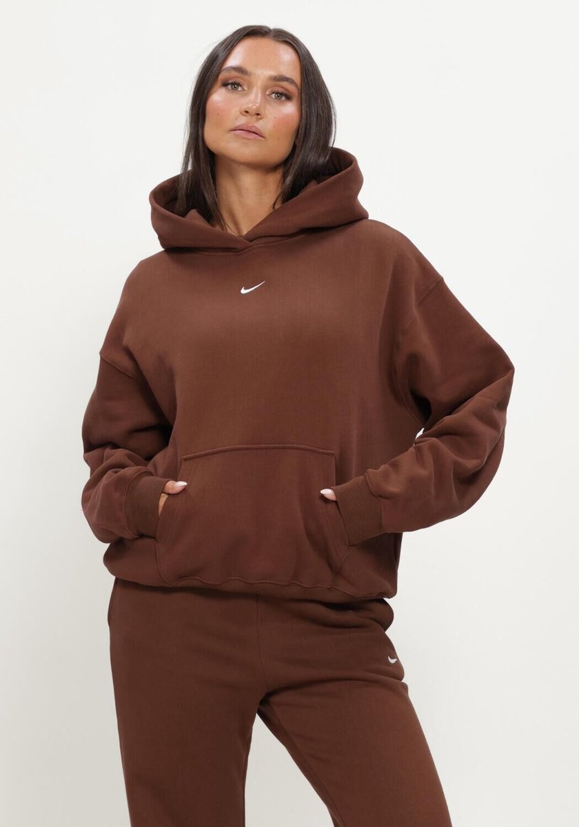 Nike Nike Studio Fleece Truien & vesten Dames Sweater Hoodie Vest Bruin