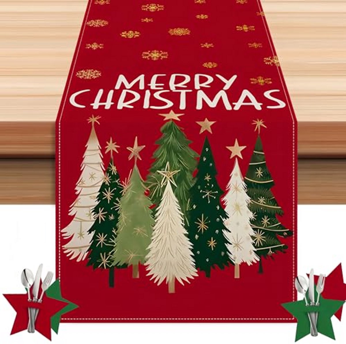 Kerst Bestekzakjes - Decoratieve Bestekhouders voor Kersttafel - Tafeldecoratie voor Feestelijke Diners en Kerstdiner