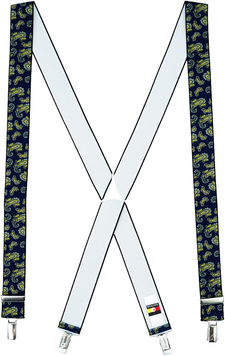 LINDENMANN heren bretels X-vorm - marine paisley