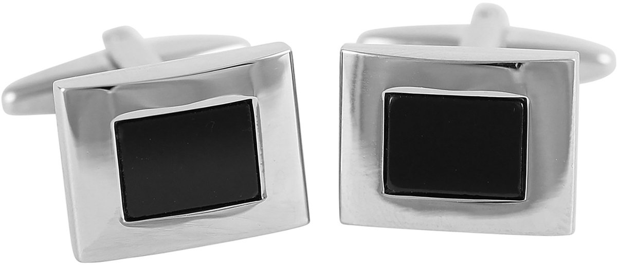 LINDENMANN heren manchetknopen Onyx Imitation - zilverkleurig
