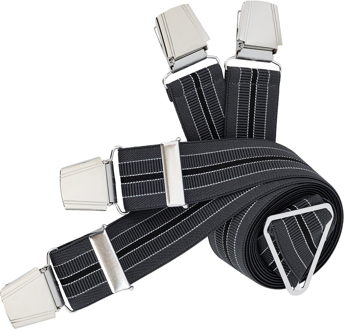 LINDENMANN heren bretels met extra sterke clips X-vorm - grijs gestreept