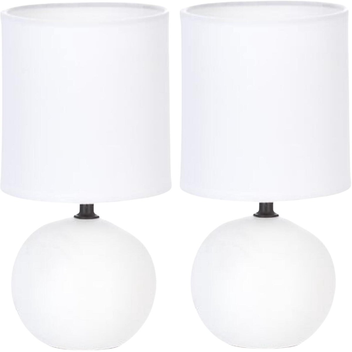 Atmosphera Tafellamp Paris - 2x - dolomiet kunststeen/kunststof - wit - H25 cm - staande designlamp