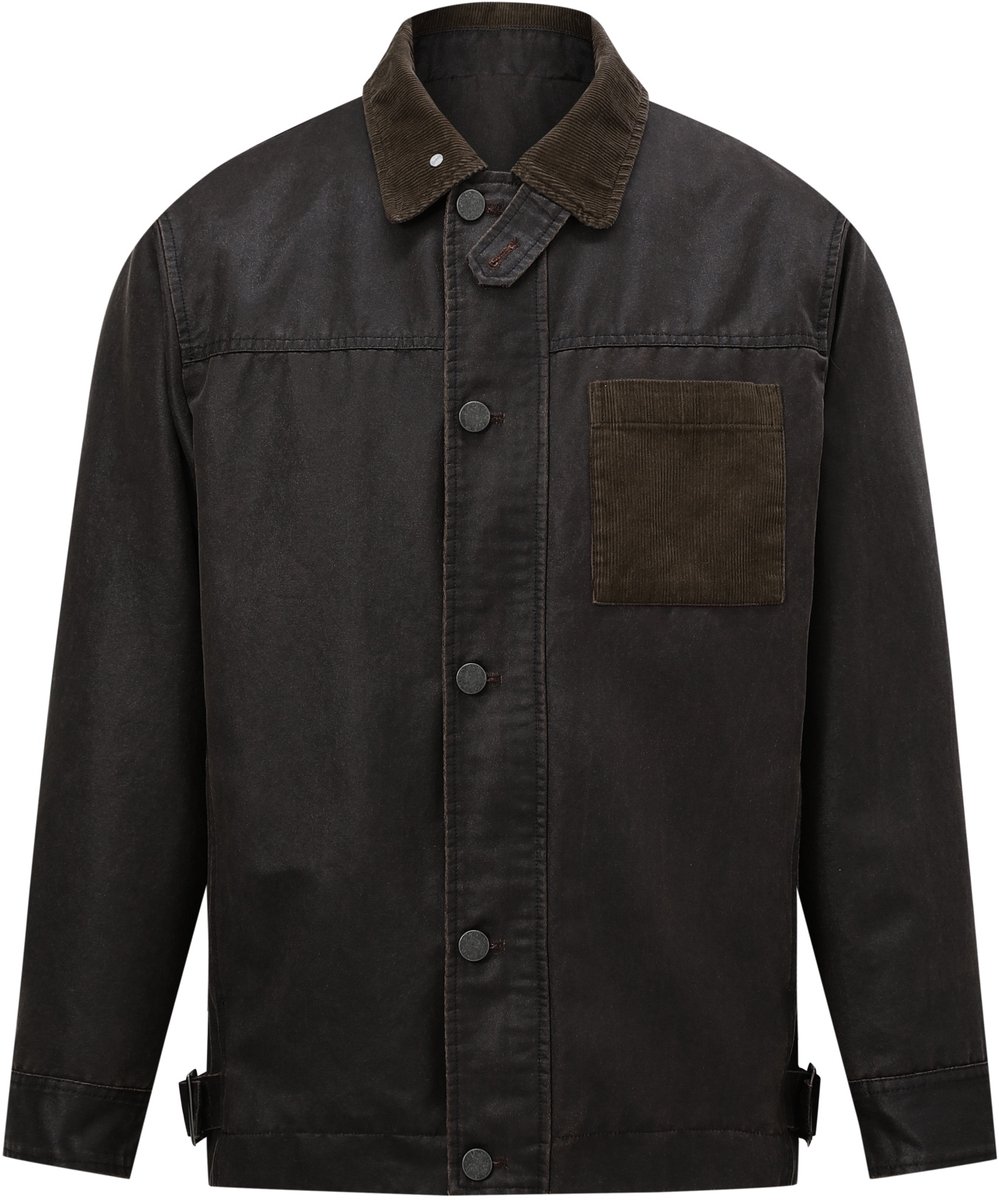 YOUTHUP Heren Vintage Werkjas Reverskraag Knoopsluiting Waterdicht 3XL Bruin