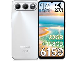 DOOGEE Note 60 Smartphone - 6,56" - Android 16 - 32GB(3+29) RAM - 128GB ROM - 6150 mAh - Lichtgewicht 190 g - 3,5 mm hoofdtelefoonaansluiting - NFC - GPS - Zilver