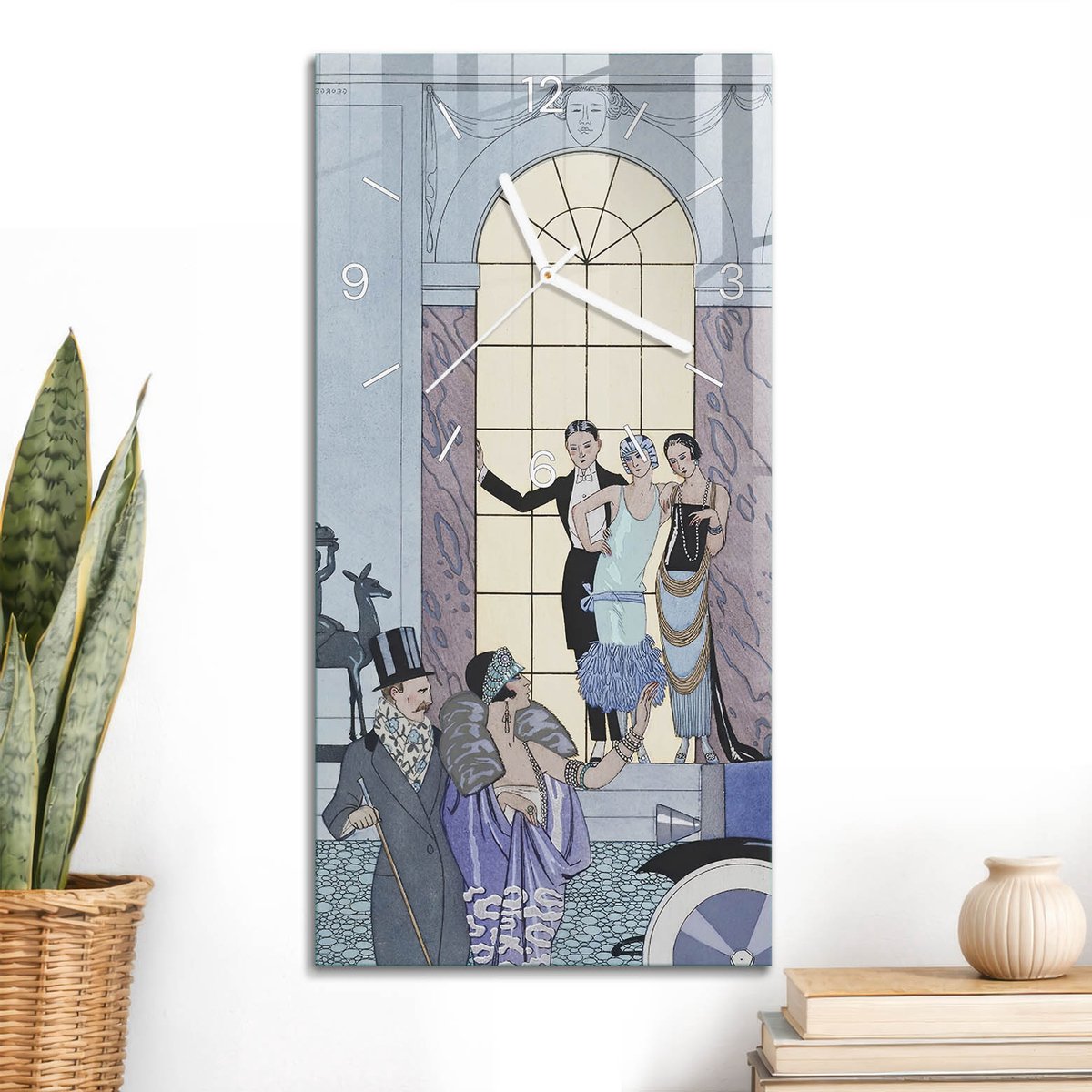ArtPrintCave Blauw Glazen Klok - 30x60 cm - Rechthoekige Wandklok - Retro Extravagantie Wandklok Keuken - Andere Voertuigen Unieke Klok - Witte Klokwijzers