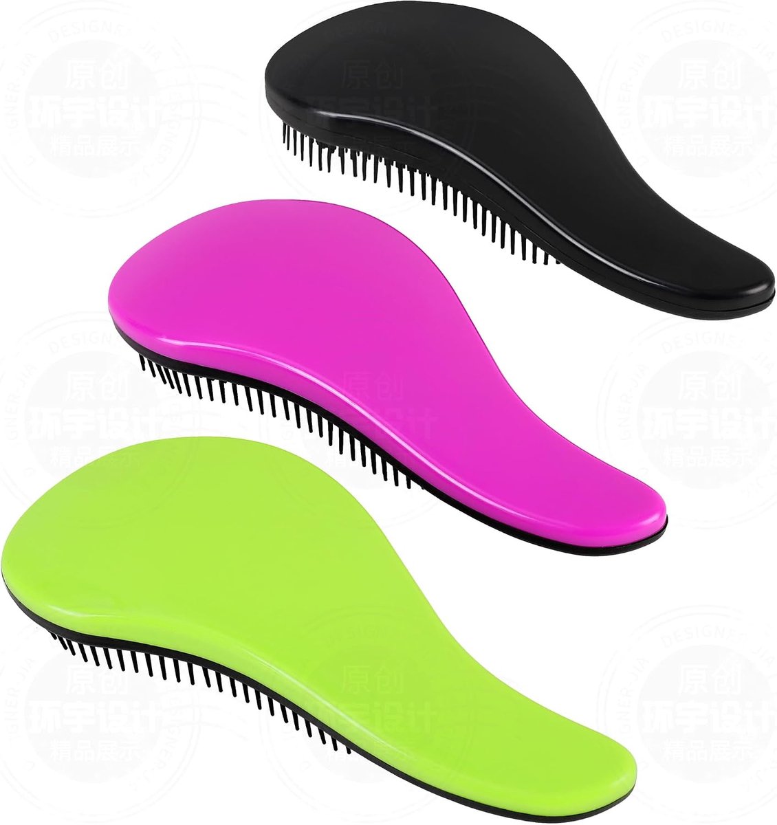 79STYLE 3 stks Ontklitter Borstel Tangle Haarborstels Voor Kinderen Knoop Geen Pijn Ontwarren Kids Haarborstel Kammen Voor Vrouwen Krullend Fijn Haar (Maat 17,9 cm - Groen)