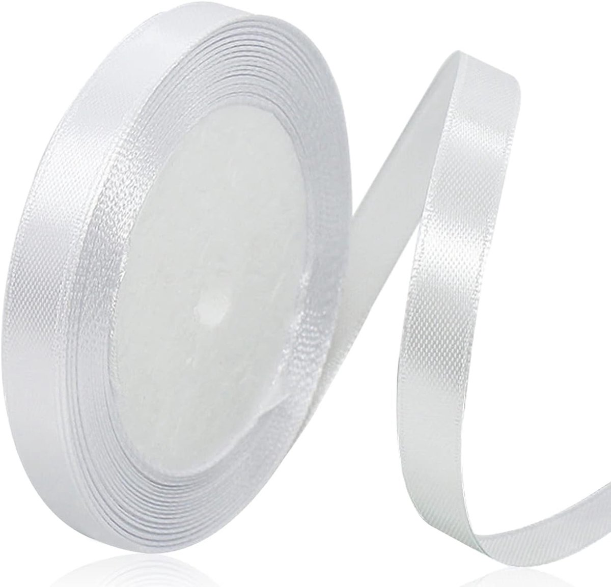 Lint, 10 mm x 22 meter, wit, effen kleur, stof, voor inpakken, knutselen, ballons, naaiprojecten, lintjes, bruidsboeketten, bruiloftscadeaus