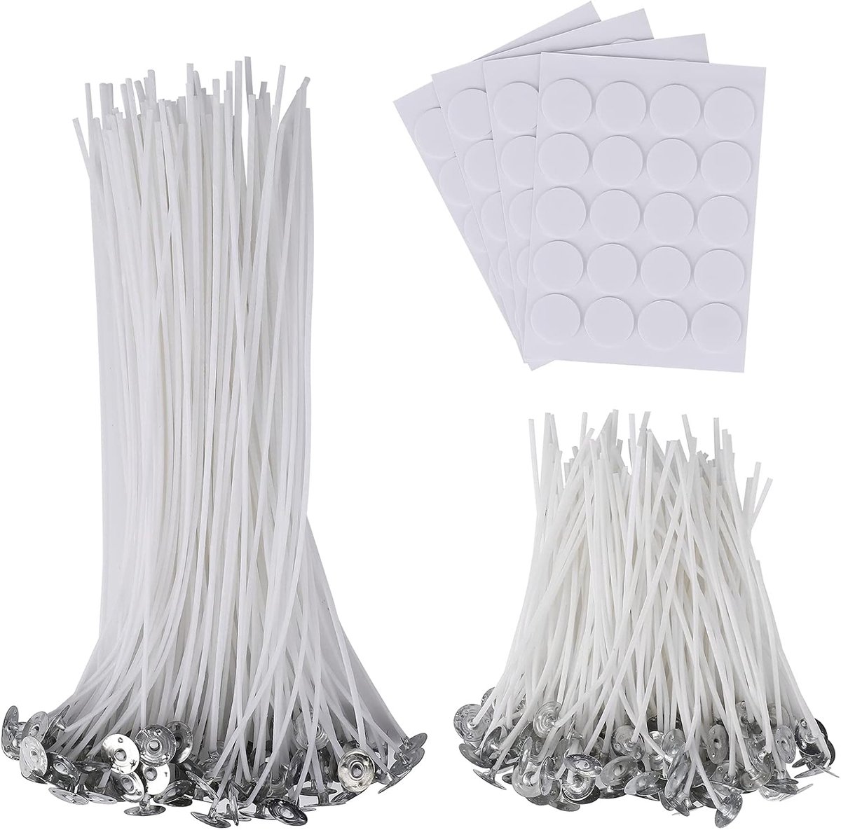 Wicks Kaarsen Maken Kit Pre-Waxed Wicks met Centreerapparaat Dubbelzijdige Wick Stickers voor DIY Kaarsen 212 Stuks