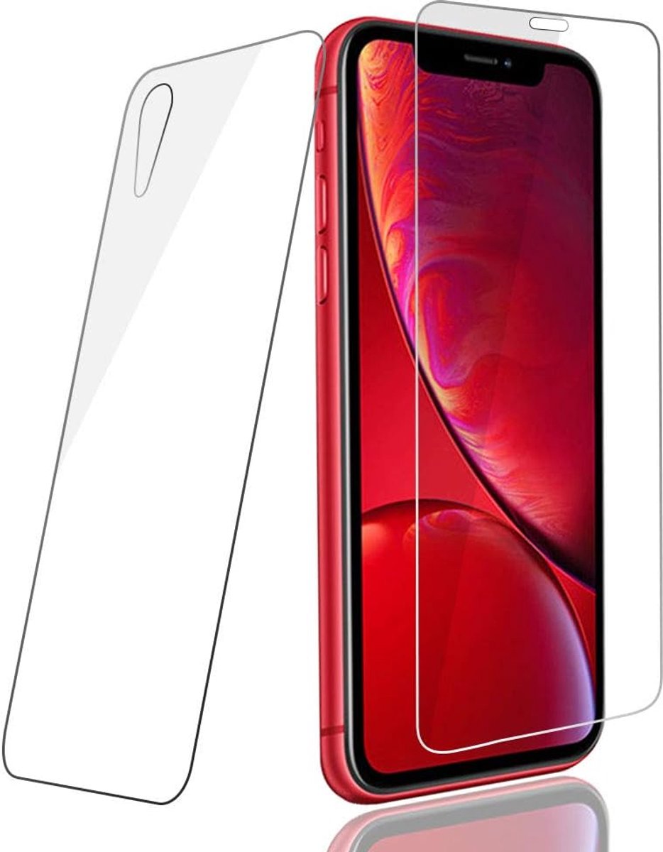 Beschermfolie voor iPhone XR, pantserglas, achterkant van pantserglas, gehard glas, 9H-hardheidsgraad, anti-vingerafdruk, superhelder, pantserglasfolie, 2 stuks