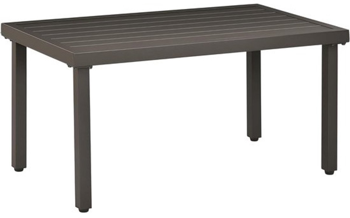 Ronde Tuinset Tafel voor Buiten - Rechthoekige Koffietafel met Houtlook voor Balkon en Terras, Staal, Bruin